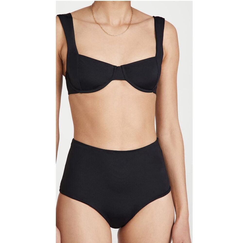 L Space NWT black Medium bikini SET - Tori top and Jackie Bitsy bottom swim - Picture 1 of 13